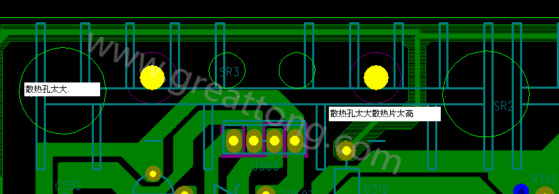 PCB設(shè)計(jì)中，散熱孔散熱片設(shè)計(jì)不當(dāng)，造成很多電源板斷裂