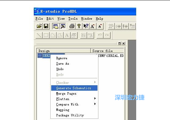 4．右鍵點擊 Serial.EDF 文件，選擇 Generate Schamatics：
