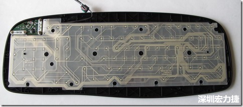 現(xiàn)在的電腦鍵盤拆開被蓋后就只看到一片約5mmx3mm的電路板及兩片取代原本電路板的PTF。