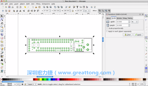 首先，你需要取得電路板設計圖的PNG圖檔，才能在上面進行繪制。這件事做起來比用說的難上許多，而其中一種方法如下所示（我們會先假設你正在使用Inkscape向量繪圖工具）。